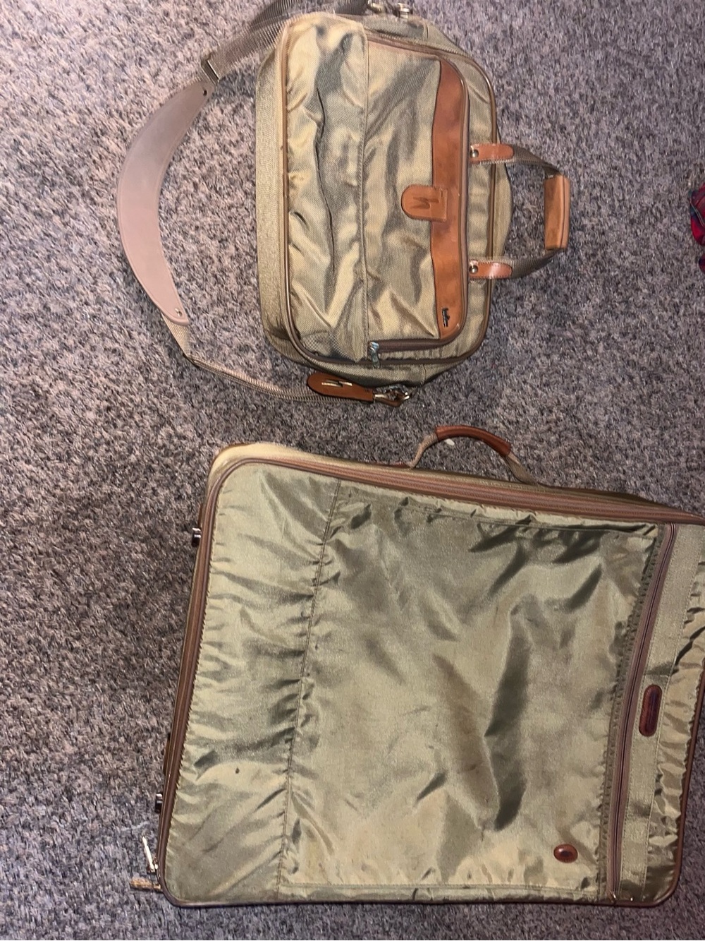 Vintage Hartmann Rolling Suitcase & Messenger Bag Set – Olive & Tan Leather